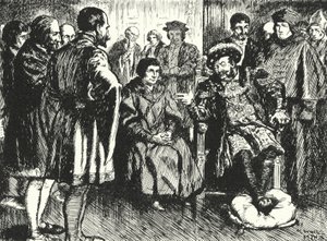Sir Thomas More na dworze Henryka VIII, opierając się królom, próbują zmusić go do powiedzenia czegoś, co go rozbawi