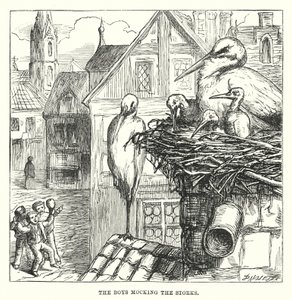 Hans Christian Andersen: Bociany (litografia) autorstwa Alfred Walter (after) Bayes