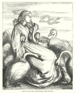 Hans Christian Andersen: Dzikie łabędzie (litografia) autorstwa Alfred Walter (after) Bayes