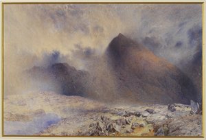 Mount Snowdon przez Clearing Clouds, 1857 (wc i ołówek na papierze) autorstwa Alfred William Hunt