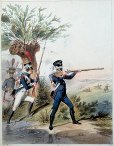 Armia Napoleońska: Gwardia Cesarska. Grawer Alfreda De Marbota (XIX w.) 1809. Malmaison, Muzeum Zamkowe. autorstwa Alfred de (after) Marbot