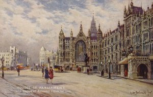 Domy Parlamentu i pomnik Richarda Coeur de Lion autorstwa Alfred de Breanski