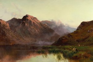 Polowanie na dzikie ptactwo Llyn Crafnant (olej na płótnie) autorstwa Alfred de Breanski