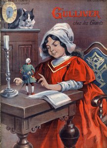 Guliwer w gigantach (Brobdingnag). Opowieść Jonathana Swifta (1667-1745). Ilustracja Vaccari i Carrey w zbiorze „Les beaux tales”” „Nos loisirs”” około 1910 r. Kolekcja prywatna.