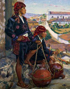 Przewoźnicy wody, Chichicastenango autorstwa Alfredo Gálvez Suárez