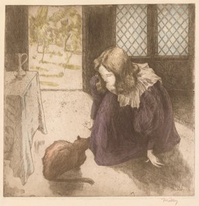 Wnętrze, Mała dziewczynka z kotem La Petite fille au chat, 1897.