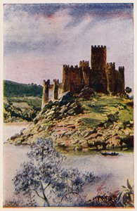 Zamek Almourol, Portugalia (kolorowa litografia)