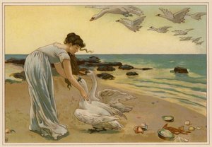 Białe łabędzie (chromolitho) autorstwa Alice Havers