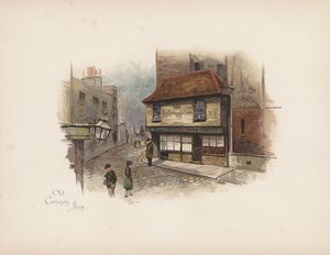 Znajomy Londyn: Old Curiosity Shop (kolorowa litografia)