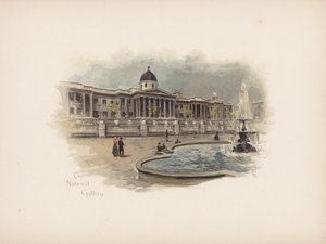 Znany Londyn: The National Gallery (kolorowa litografia)