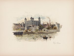 Znany Londyn: Tower (kolorowa litografia)