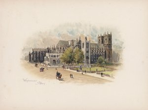 Znany Londyn: Opactwo Westminsterskie (kolorowa litografia)