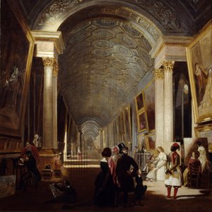 Grand Galerie du Louvre w 1841 r. Obraz Allana Frasera (? - 1890) Ec. Ang. autorstwa Allan Fraser