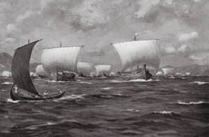 Biczowanie Hellespontu przez Kserksesa (litografia) autorstwa Allan Stewart