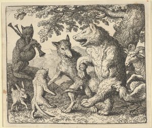Przyjęcie na cześć Niedźwiedzia i Wilka, 1650-75. autorstwa Allart van Everdingen
