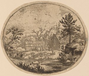 Wioska nad brzegiem rzeki, prawdopodobnie ok. 16451656. autorstwa Allart van Everdingen