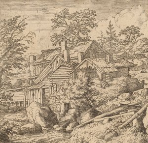 Wioska na zboczu góry, prawdopodobnie ok. 16451656. autorstwa Allart van Everdingen