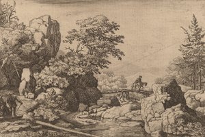 Jeździec na moście, prawdopodobnie ok. 16451656. autorstwa Allart van Everdingen