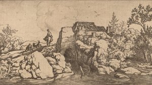 Jeździec na Kamiennym Moście, prawdopodobnie ok. 16451656. autorstwa Allart van Everdingen