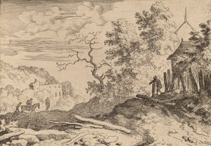Chata z resztkami żywopłotu, prawdopodobnie ok. 16451656. autorstwa Allart van Everdingen