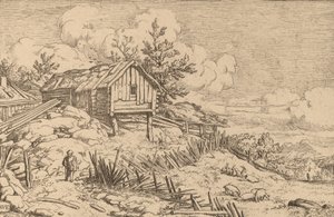 Mężczyzna w pobliżu wejścia do rujnującego żywopłotu, prawdopodobnie ok. 16451656. autorstwa Allart van Everdingen