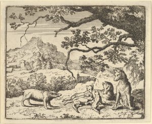 Renard otrzymuje nowy cytat od Borsuka, 1650-75. autorstwa Allart van Everdingen