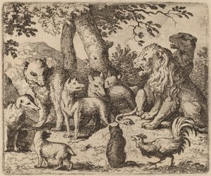 Reynard Próbuje Oczyścić, prawdopodobnie ok. 16451656. autorstwa Allart van Everdingen