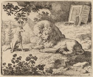 Reynard opisuje zaginione skarby, prawdopodobnie ok. 16451656. autorstwa Allart van Everdingen