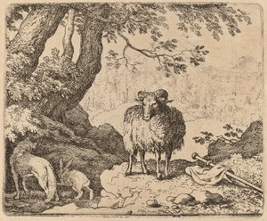Reynard wraca do domu w towarzystwie Barana i Królika, prawdopodobnie ok. 16451656. autorstwa Allart van Everdingen