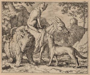 Reynard siedzący na tyłku, prawdopodobnie ok. 16451656. autorstwa Allart van Everdingen