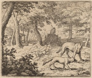 Reynard i Wilk przed Rybakiem, prawdopodobnie ok. 16451656. autorstwa Allart van Everdingen