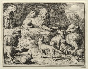 Reynard the Fox: Reynard pojawia się na dworze autorstwa Allart van Everdingen