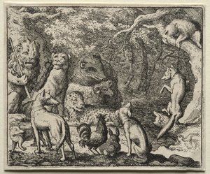 Reynard the Fox: Reynard prosi o pozwolenie na spowiedź autorstwa Allart van Everdingen