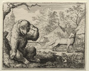 Reynard the Fox: Reynard karci rannego niedźwiedzia autorstwa Allart van Everdingen