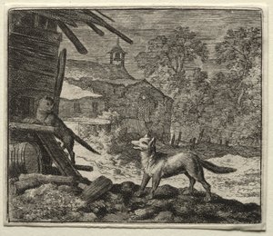Reynard the Fox: Reynard oszukuje kota autorstwa Allart van Everdingen