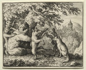 Reynard the Fox: Reynard wyposażony na jego pielgrzymkę. autorstwa Allart van Everdingen