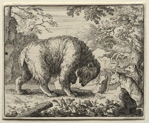 Reynard the Fox: Reynard obiecuje miód niedźwiedziowi autorstwa Allart van Everdingen