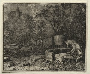 Reynard the Fox: Reynard oszukuje żonę wilka. autorstwa Allart van Everdingen