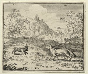 Reynard the Fox: Reynard i królik. autorstwa Allart van Everdingen