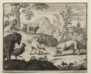 Reynard the Fox: Walka między Reynardem a Wilkiem. autorstwa Allart van Everdingen