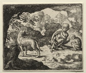 Reynard the Fox: Wilk w jaskini małp. autorstwa Allart van Everdingen