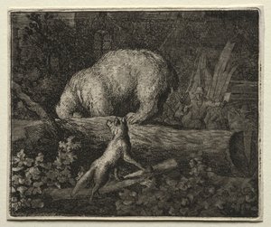 Reynard the Fox: W pułapce niedźwiedzia. autorstwa Allart van Everdingen