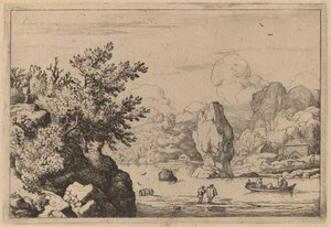 Skała na środku rzeki, prawdopodobnie ok. 16451656. autorstwa Allart van Everdingen