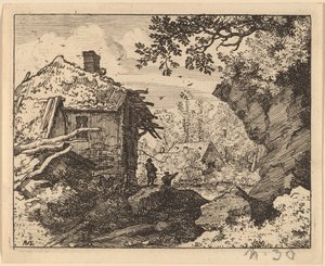 Słomiana chata widziana z tyłu, prawdopodobnie ok. 16451656. autorstwa Allart van Everdingen
