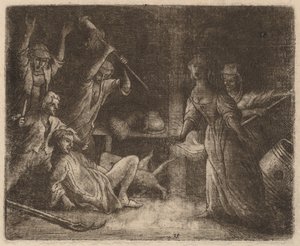Kot uwięziony i pobity, prawdopodobnie ok. 16451656. autorstwa Allart van Everdingen
