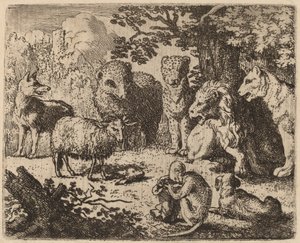Otwarcie dokumentu, odsłaniającego głowę zamordowanego królika, prawdopodobnie ok. godz. 16451656. autorstwa Allart van Everdingen