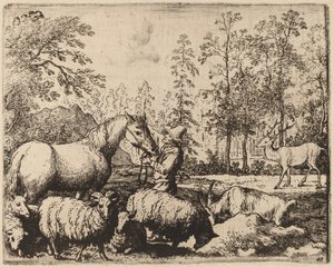 Koń i Jeleń, prawdopodobnie ok. 16451656. autorstwa Allart van Everdingen