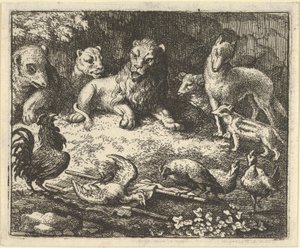 Kogut oskarża Renarda o zamordowanie jego kurczaka, 1650-75. autorstwa Allart van Everdingen