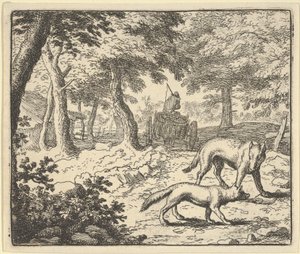 Wilk oskarża Renarda o zjedzenie ryby, którą ukradł, 1650-75. autorstwa Allart van Everdingen