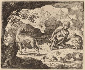Wilk i małpy, prawdopodobnie ok. 16451656. autorstwa Allart van Everdingen